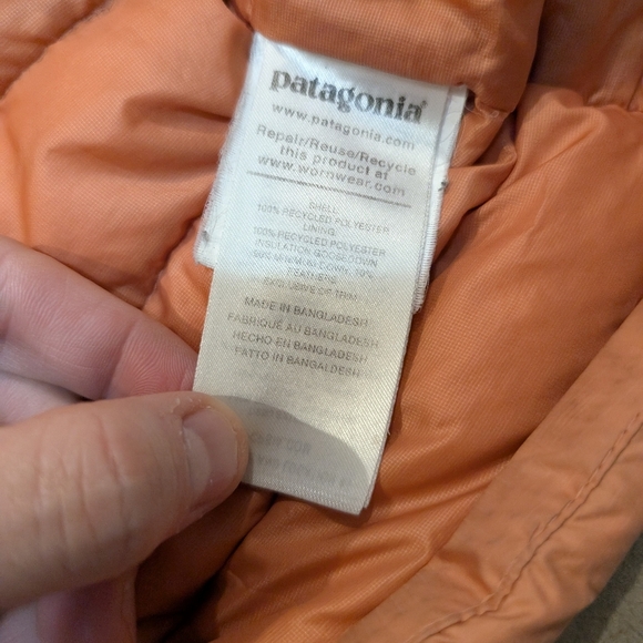 Patagonia Downy Sweater Ful Zip Women's S Coral/Light Orange Flaws - Picture 6 of 10